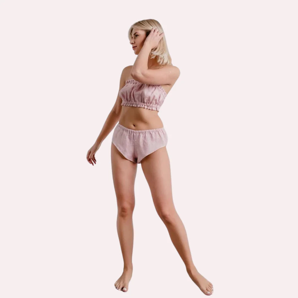 French Daina Organic Cotton Ruffled Bandeau & Vintage Knickers Set Snazzyway